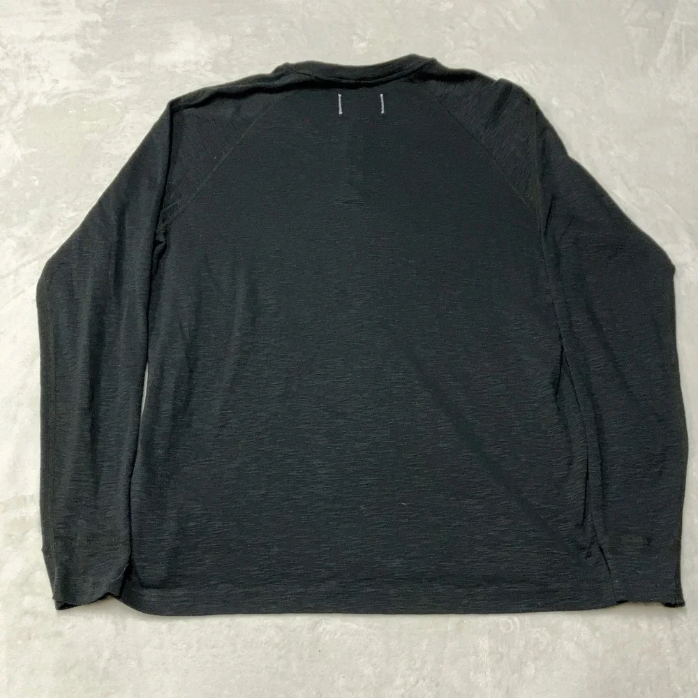 Reigning Champ Henley Shirt Slub Cotton Long Sleeve Black Mens Size Large Canada